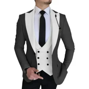Formal Men's Suits 3 Pieces Blazer Vest and Pants Set Peak Lapel High Quality Tuxedo Set for Wedding Business Customizable - Image 2