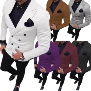 High Quality Men's Suit Set Peaked Lapel Business Blazer Pants 2-Pieces Wedding Dresses Slim Fit Tuxedos Evening Party - Image 1