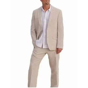 Casual Slim Fit Linen Suit for Men 2 Pieces Blazer Pant Sets Beach Summer Parties Wedding Regular Fit Casual Outfits - Image 2