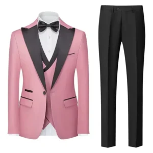 Formal Slim Fit Suits for Men Luxury Tuxedo 3 Pieces Blazer Vest and Pant Set Peak Lapel for Wedding Business Dress Suit for Men - Image 4