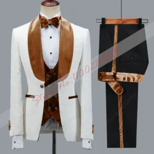 Latest Design Luxury Men Suit Slim fit Groomsmen Groom Wedding Dress Tuxedos Costume Homme Men Clothing 3PCS(Blazer+Pants+Vest) - Image 3