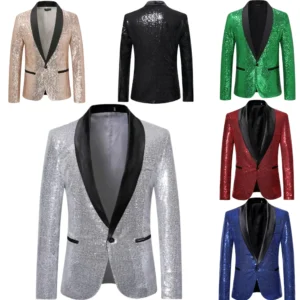 Sequin Mens Suit Single Blazer Peak Lapel Slim Fit Suit Party Tuxedo Men Suits For Party Evening Dress Performance stage costume - Image 1