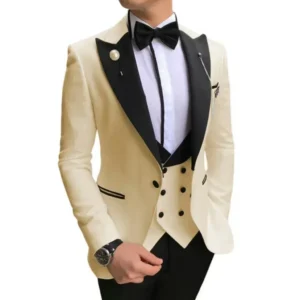 Slim Fit Suit for Men 3 Pieces Blazer Vest and Pants Classic Peak Lapel Tuxedo Wedding Formal Prom Business Suit - Image 4