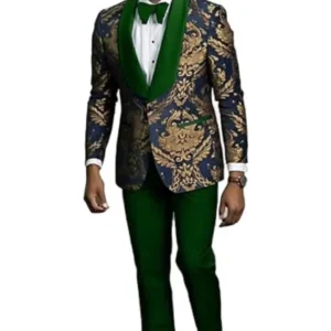 Stylish Slim Fit Mens Suits Floral Jacquard Shawl Lapel 2 Pieces Blazer and Pant Set Tuxedo Set Prom Wedding Dress Business - Image 6