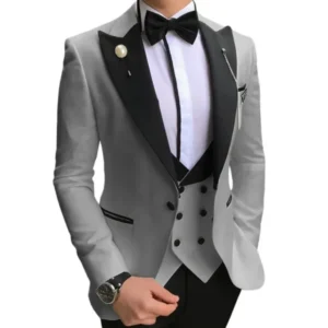 Slim Fit Suit for Men 3 Pieces Blazer Vest and Pants Classic Peak Lapel Tuxedo Wedding Formal Prom Business Suit - Image 6