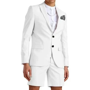 Slim Fit Suits for Men 2 Pieces Blazer and Shorts Pant Set Notched Lapel Tuxedo Fashion Suit Summer Wedding Sports Suit Set - Image 6