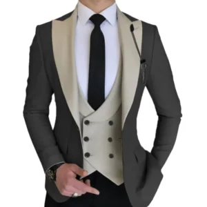 Formal Men's Suit 3 Pieces Blazer Vest and Pants Set Slim Fit Tuxedo Peaked Lapel Wedding Dresses Prom Evening Dress Business - Image 2